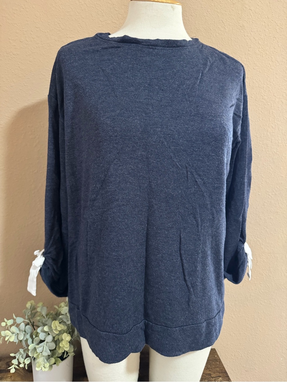 Simply Vera Vera Wang Navy Tie-Sleeve Pullover